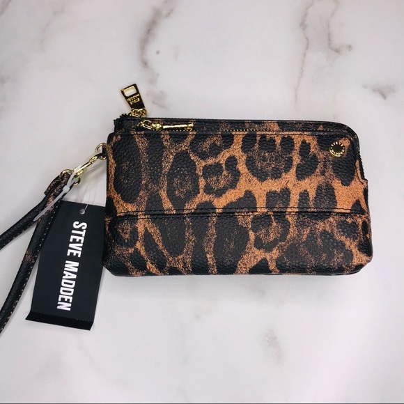 Steve Madden | Leopard Print Double Pouch Wristlet - Picture 1 of 7